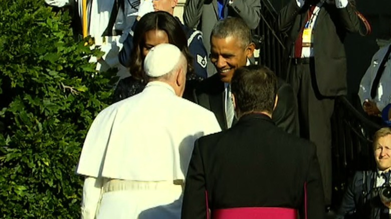 Watch President Obama greet Pope Francis